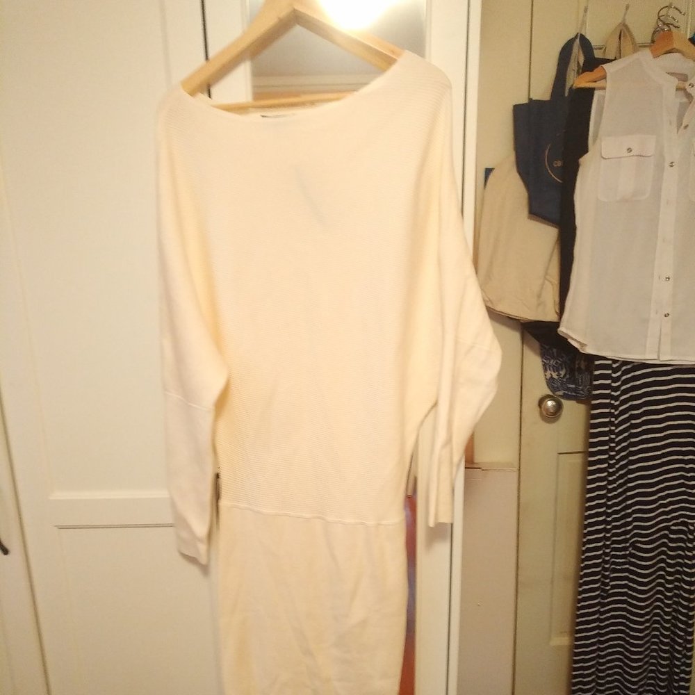 Tall slouch waist BR cream sweater dress, NWT